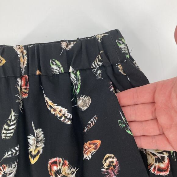 The Kooples Women's Black Feather Print Woven Crepe Pull On Pants Size XS New - Picture 6 of 11